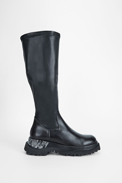 Valmenti Kadın Siyah Hakiki Deri Çizme - Görsel 2