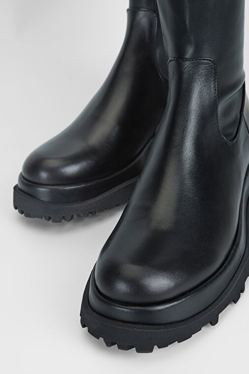 Valmenti Kadın Siyah Hakiki Deri Çizme - Görsel 4