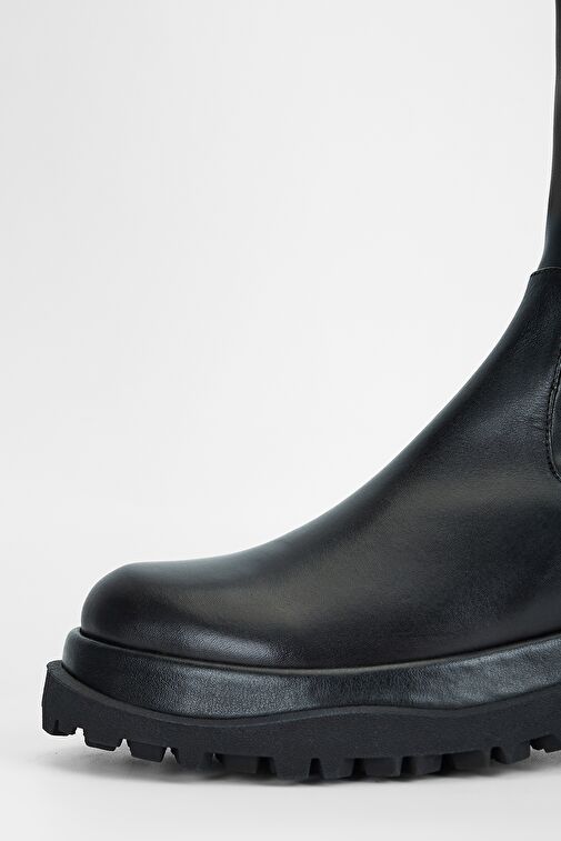 Valmenti Kadın Siyah Hakiki Deri Çizme - Görsel 5