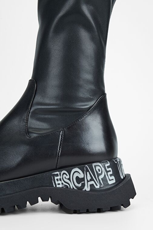 Valmenti Kadın Siyah Hakiki Deri Çizme - Görsel 6