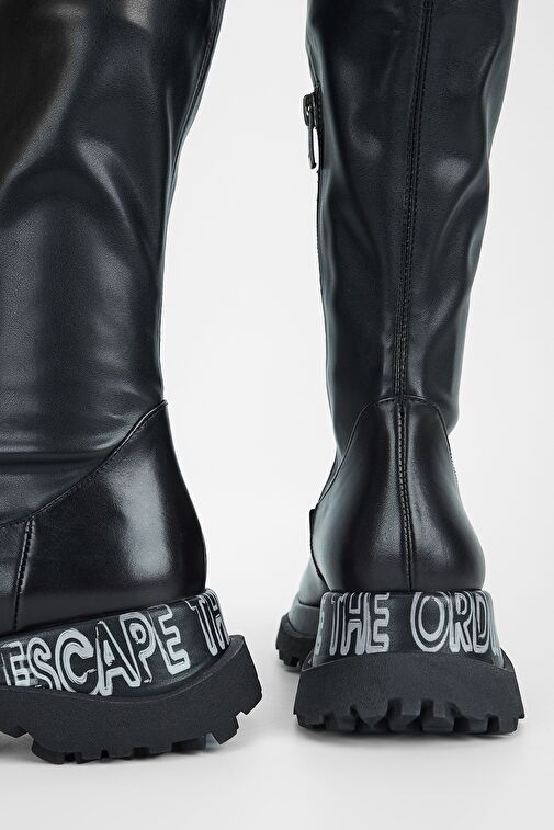 Valmenti Kadın Siyah Hakiki Deri Çizme - Görsel 7