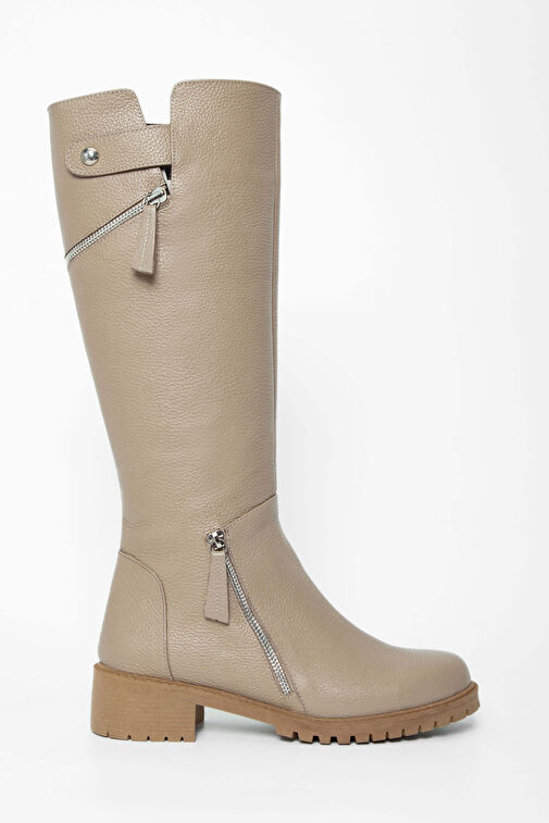 Tamer Tanca Kadın Hakiki Deri Bej Casual Çizme - Görsel 2