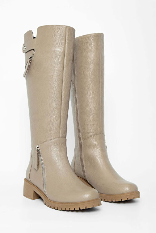 Tamer Tanca Kadın Hakiki Deri Bej Casual Çizme - Görsel 3