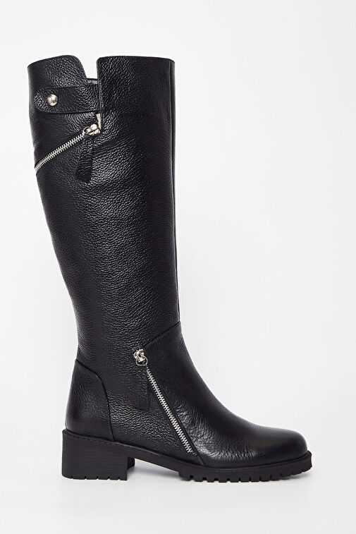 Tamer Tanca Kadın Hakiki Deri Siyah Casual Çizme - Görsel 2