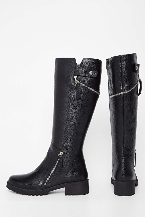 Tamer Tanca Kadın Hakiki Deri Siyah Casual Çizme - Görsel 5