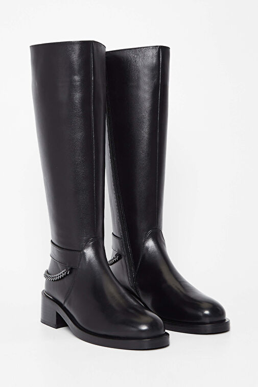 Tamer Tanca Kadın Hakiki Deri Siyah Deri Casual Çizme - Görsel 3