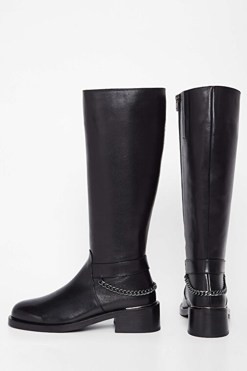 Tamer Tanca Kadın Hakiki Deri Siyah Deri Casual Çizme - Görsel 5