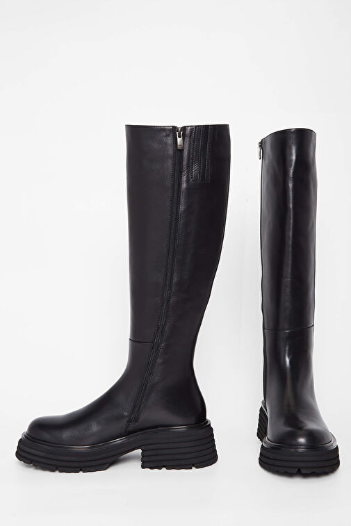 Tamer Tanca Kadın Hakiki Deri Siyah Deri Casual Çizme - Görsel 4