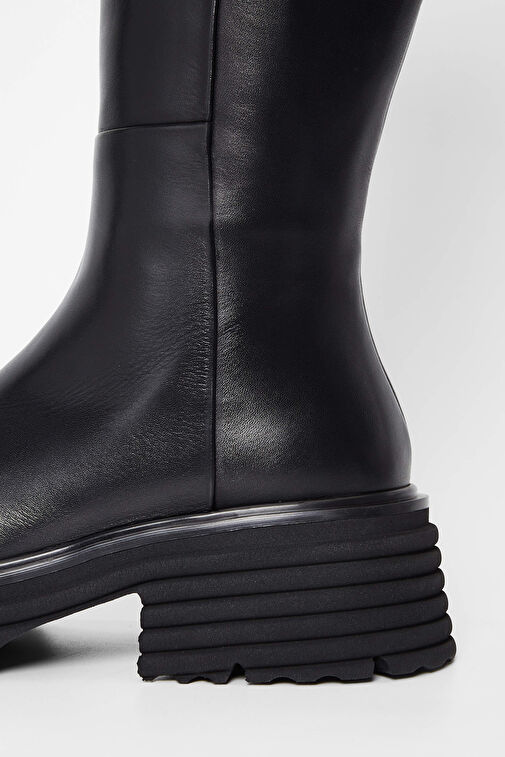 Tamer Tanca Kadın Hakiki Deri Siyah Deri Casual Çizme - Görsel 6