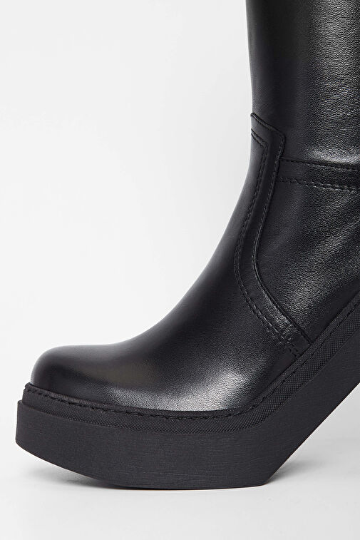 Tamer Tanca Kadın Hakiki Deri Siyah Deri Casual Çizme - Görsel 4