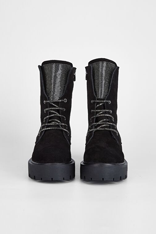 Valmenti Nagy Kadın Siyah Süet Hakiki Deri Casual Bot - Görsel 4