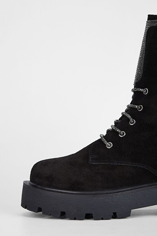 Valmenti Nagy Kadın Siyah Süet Hakiki Deri Casual Bot - Görsel 5