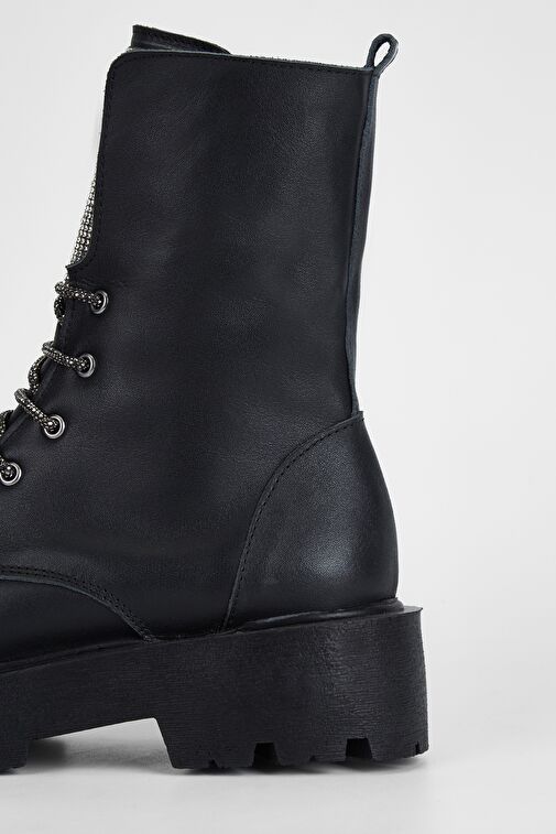 Valmenti Nagy Kadın Siyah Hakiki Deri Casual Bot - Görsel 6