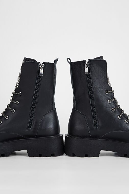 Valmenti Nagy Kadın Siyah Hakiki Deri Casual Bot - Görsel 8