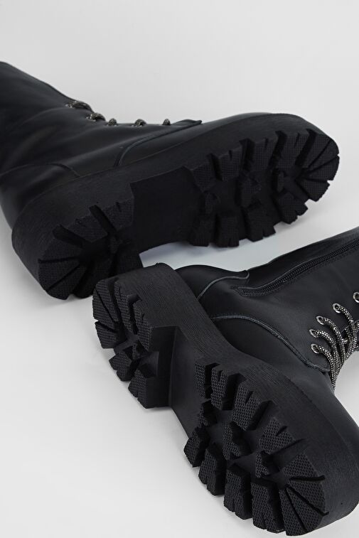 Valmenti Nagy Kadın Siyah Hakiki Deri Casual Bot - Görsel 9