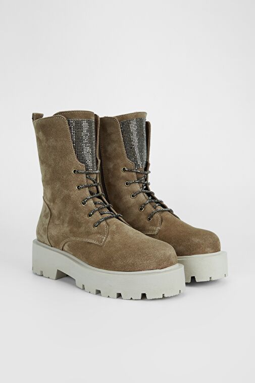 Valmenti Nagy Kadın Vizon Süet Hakiki Deri Casual Bot - Görsel 3