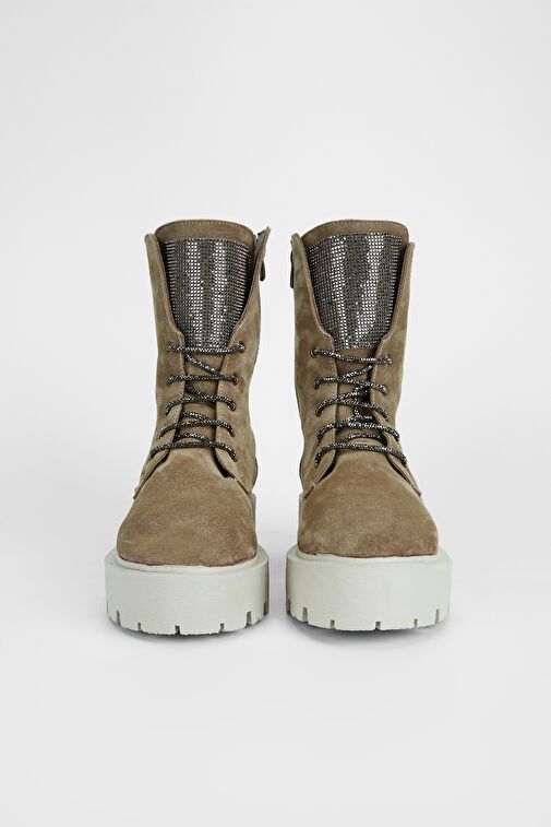 Valmenti Nagy Kadın Vizon Süet Hakiki Deri Casual Bot - Görsel 4