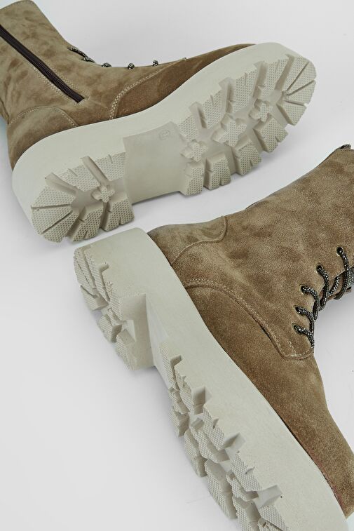 Valmenti Nagy Kadın Vizon Süet Hakiki Deri Casual Bot - Görsel 7