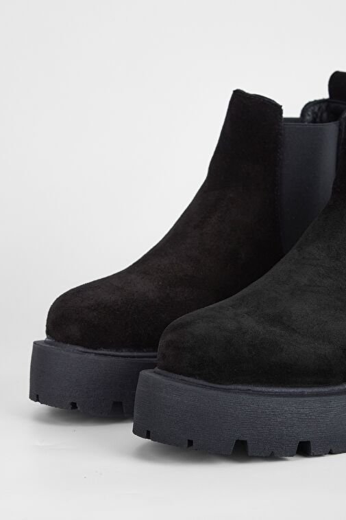 Valmenti Kadın Siyah Süet Hakiki Deri Casual Bot - Görsel 4