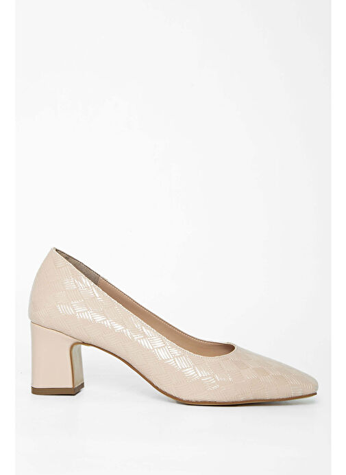 Tamer Tanca Kadın Suni Deri Bej Topuklu Ayakkabı - Görsel 2