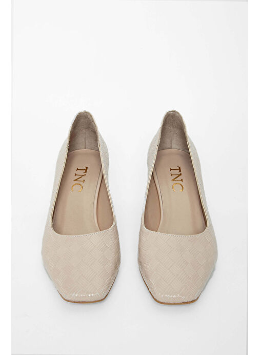 Tamer Tanca Kadın Suni Deri Bej Topuklu Ayakkabı - Görsel 5