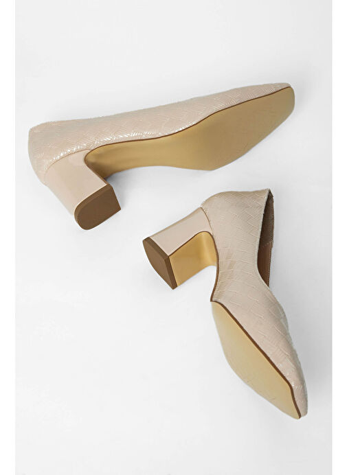 Tamer Tanca Kadın Suni Deri Bej Topuklu Ayakkabı - Görsel 6
