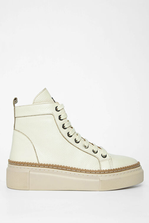 Tamer Tanca Kadın Hakiki Deri Bej Casual Bot - Görsel 2