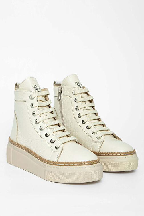 Tamer Tanca Kadın Hakiki Deri Bej Casual Bot - Görsel 3