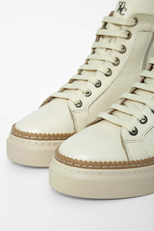 Tamer Tanca Kadın Hakiki Deri Bej Casual Bot - Görsel 4