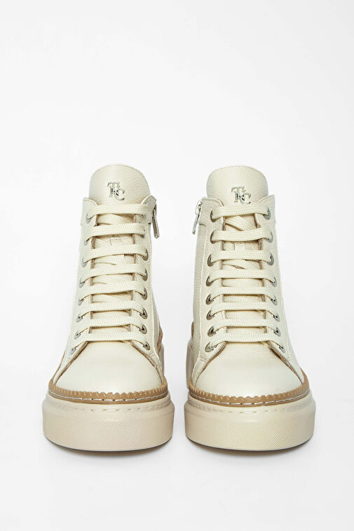 Tamer Tanca Kadın Hakiki Deri Bej Casual Bot - Görsel 5