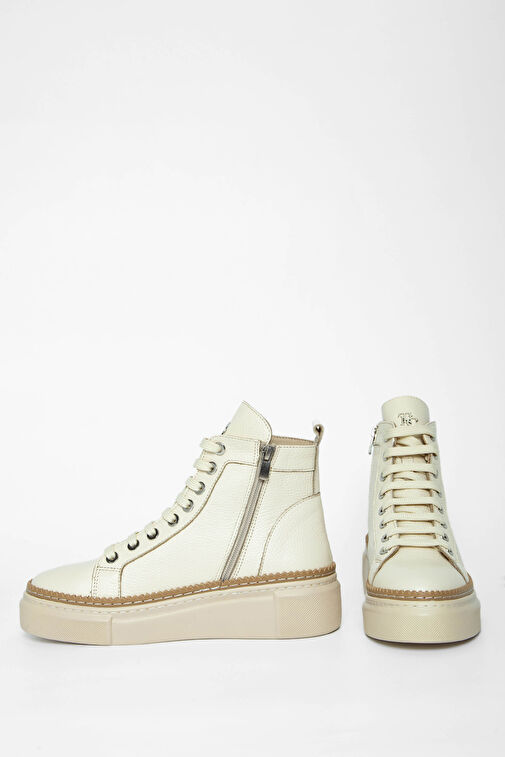 Tamer Tanca Kadın Hakiki Deri Bej Casual Bot - Görsel 6