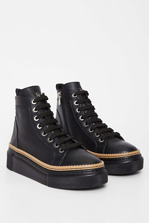 Tamer Tanca Kadın Hakiki Deri Siyah Casual Bot - Görsel 3