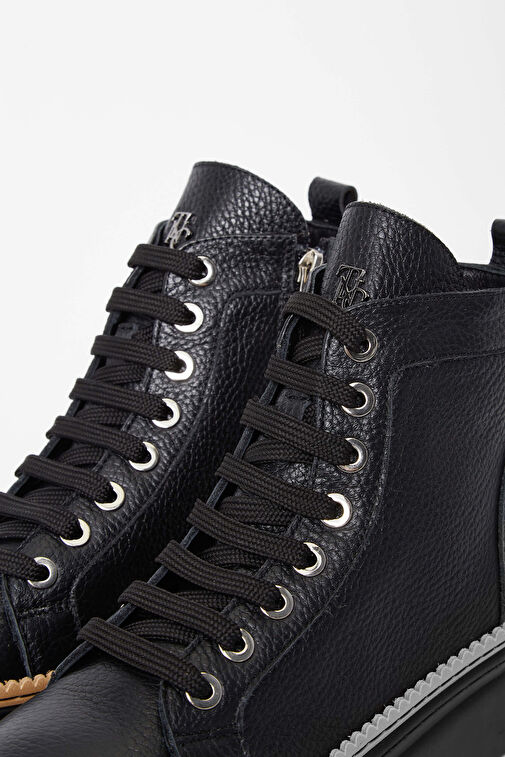 Tamer Tanca Kadın Hakiki Deri Siyah Casual Bot - Görsel 6