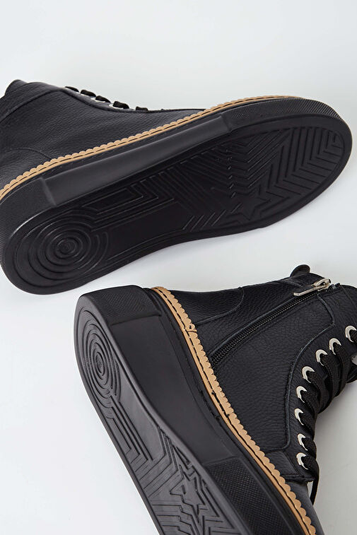 Tamer Tanca Kadın Hakiki Deri Siyah Casual Bot - Görsel 7