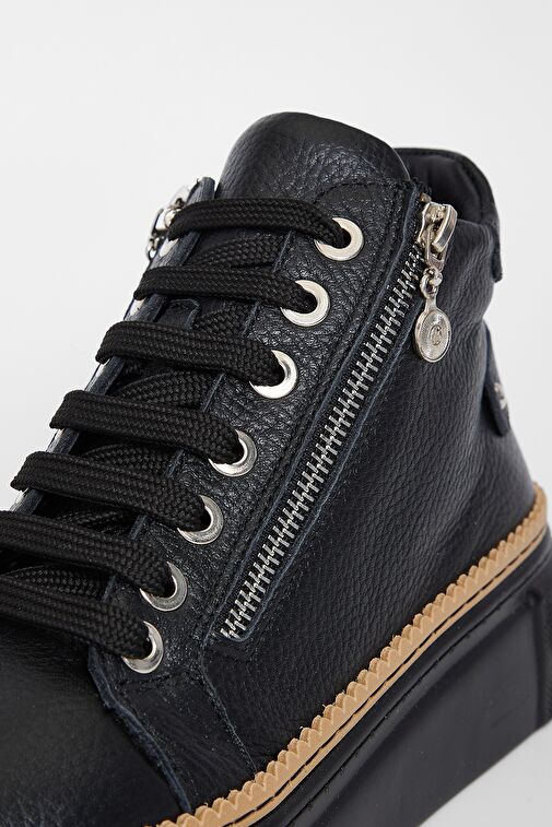 Valmenti Nia Kadın Siyah Floter Hakiki Deri Casual Bot - Görsel 7