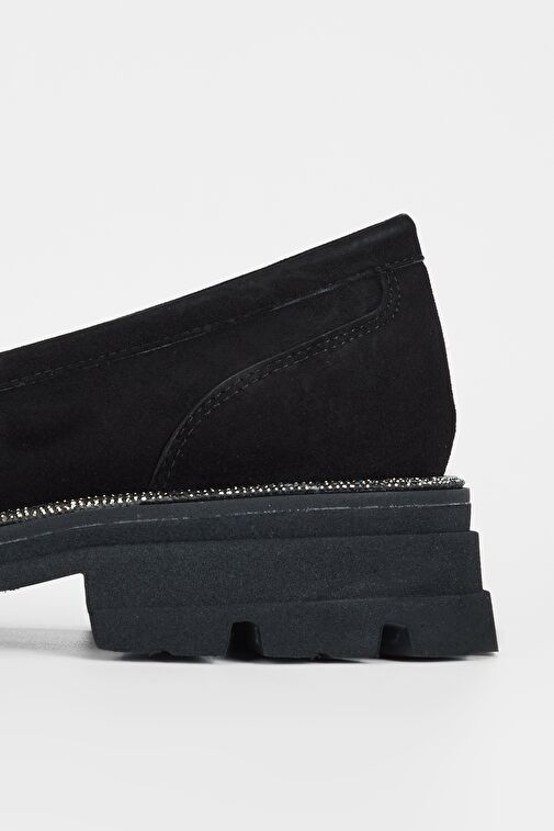 Valmenti Kadın Siyah Süet Hakiki Deri Loafer Ayakkabı - Görsel 6