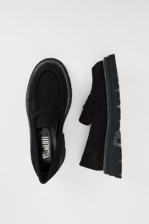 Valmenti Kadın Siyah Süet Hakiki Deri Loafer Ayakkabı - Görsel 8