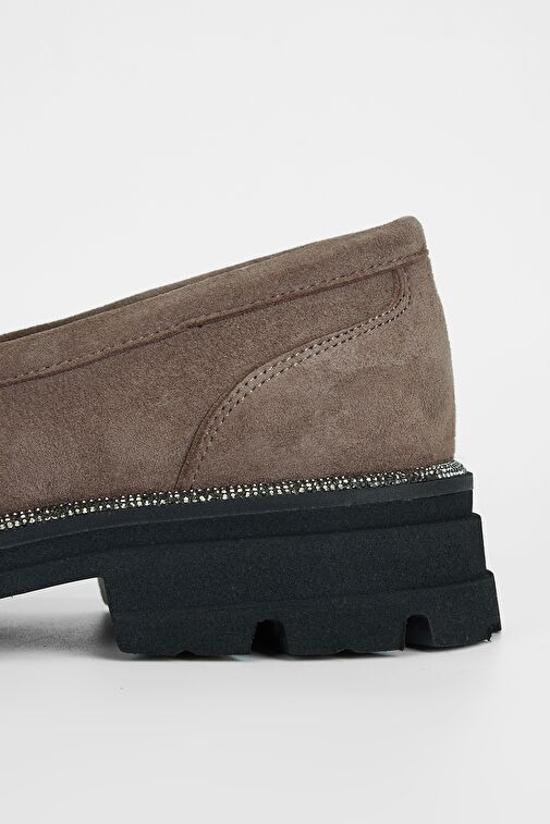 Valmenti Kadın Vizon Süet Hakiki Deri Loafer Ayakkabı - Görsel 4