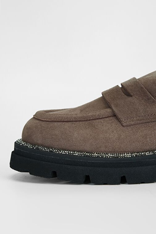 Valmenti Kadın Vizon Süet Hakiki Deri Loafer Ayakkabı - Görsel 5