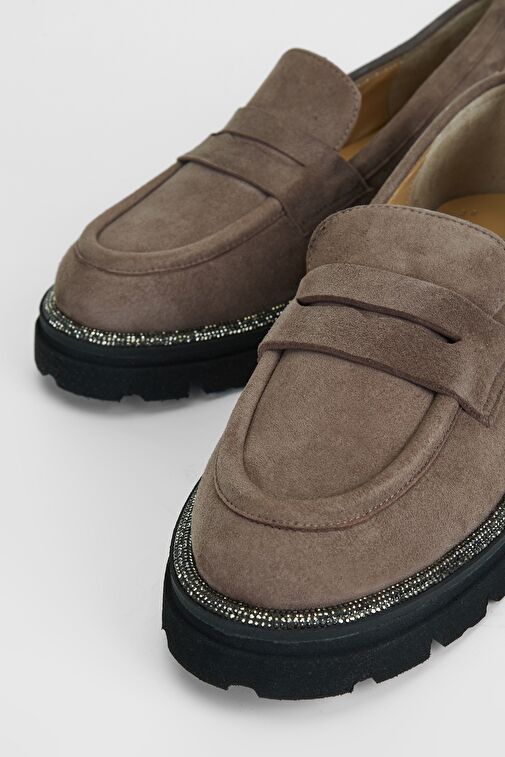 Valmenti Kadın Vizon Süet Hakiki Deri Loafer Ayakkabı - Görsel 7