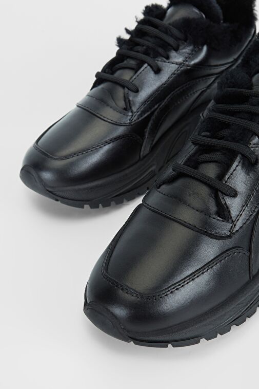 Valmenti Kadın Siyah Hakiki Deri Sneakers & Spor Ayakkabı - Görsel 4