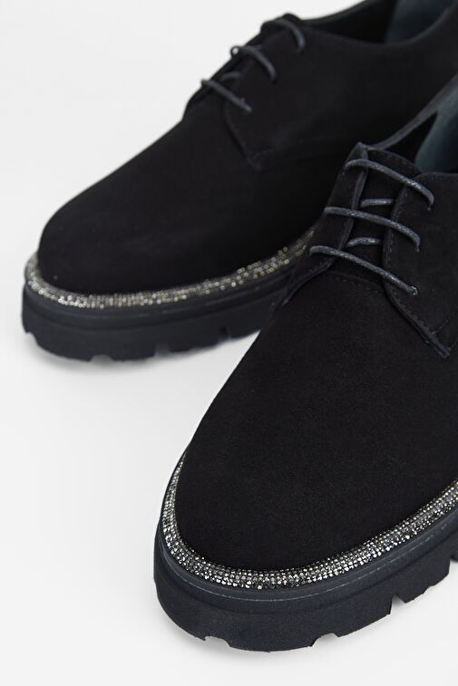 Valmenti Kadın Siyah Süet Hakiki Deri Loafer Ayakkabı - Görsel 4