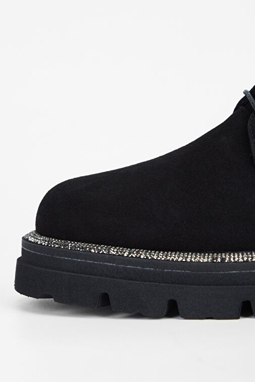 Valmenti Kadın Siyah Süet Hakiki Deri Loafer Ayakkabı - Görsel 5