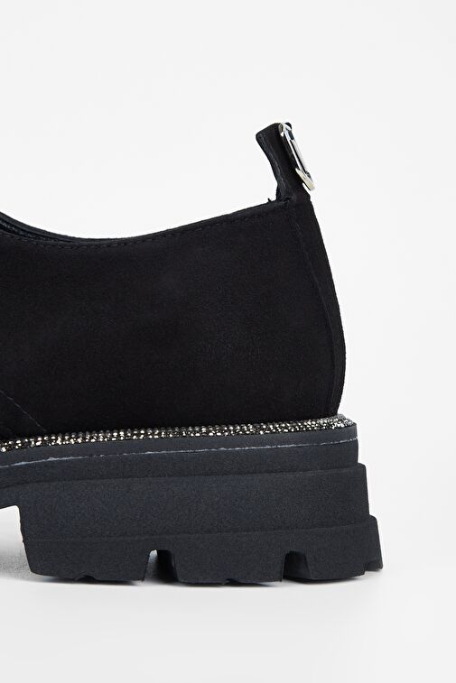 Valmenti Kadın Siyah Süet Hakiki Deri Loafer Ayakkabı - Görsel 6