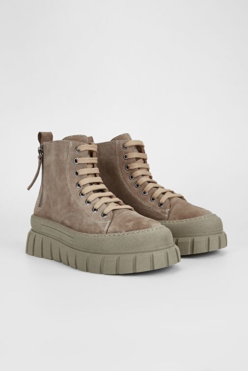 Valmenti Kadın Vizon Süet Hakiki Deri Casual Bot - Görsel 3