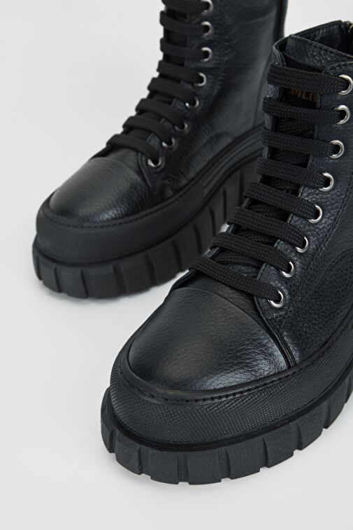 Valmenti Kadın Siyah Floter Hakiki Deri Casual Bot - Görsel 4