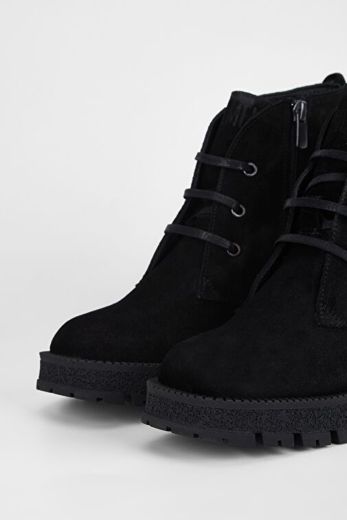 Valmenti Kadın Siyah Süet Hakiki Deri Casual Bot - Görsel 4