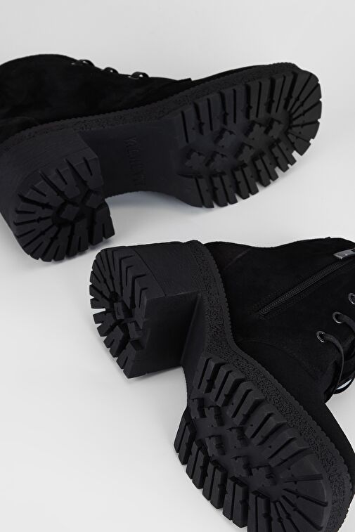 Valmenti Kadın Siyah Süet Hakiki Deri Casual Bot - Görsel 6