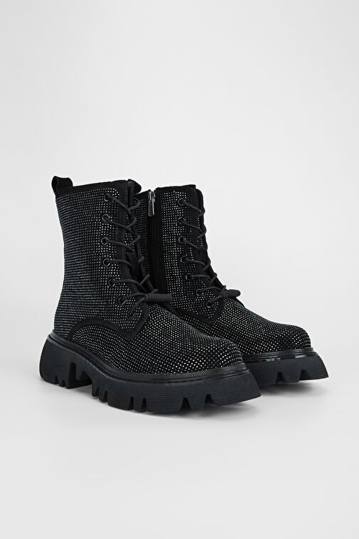 Valmenti Kadın Siyah Süet Hakiki Deri Casual Bot - Görsel 3