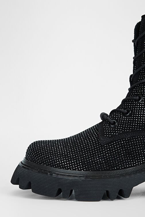 Valmenti Kadın Siyah Süet Hakiki Deri Casual Bot - Görsel 5